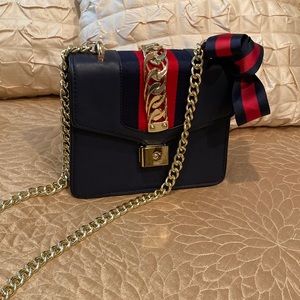 New navy handbag
